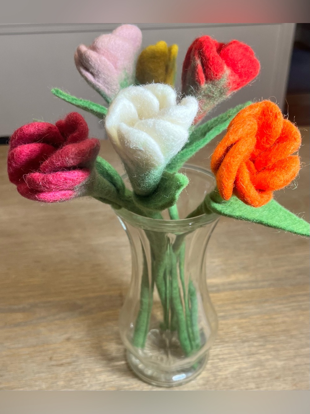 Felt Tulip Bouquet - Multicolor Decorative Vase Accent